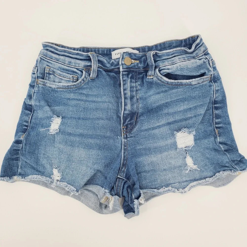Flying Monkey High Rise Distressed Denim Jean Shorts Cut Offs Size‎ 28 Jorts