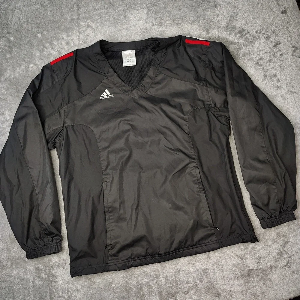 VTG Adidas Pullover Mens Small‎ Black V Neck Golf Vented Performance Climalite