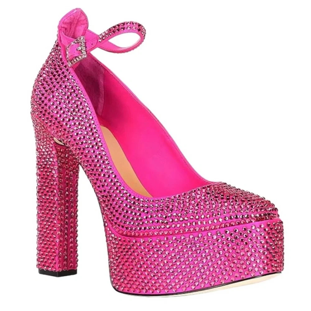 Antonio Melani Women’s Rhinestone Breast Cancer Awareness‎ Platform Heels 9M