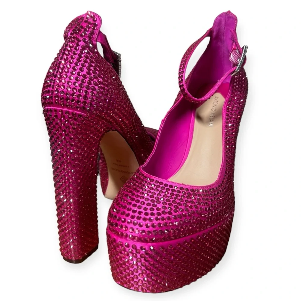 Antonio Melani Women’s Rhinestone Breast Cancer Awareness‎ Platform Heels 9M