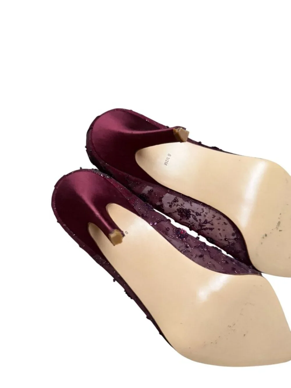 LORD & TAYLOR Purple Embellished Beaded Floral Heels Size 8.5