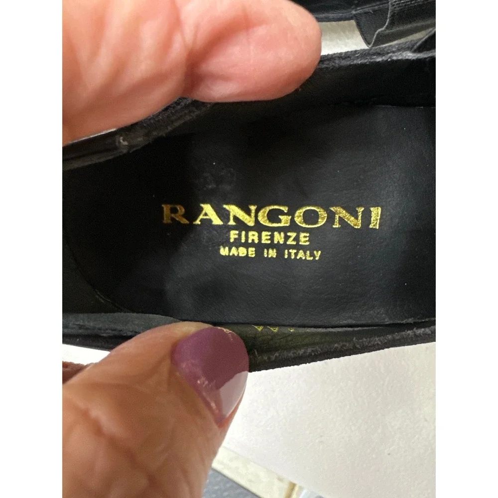Ranoni Italian Black Leather Block‎ Heel Square Toe Pumps Shoes 11 AAAA Women
