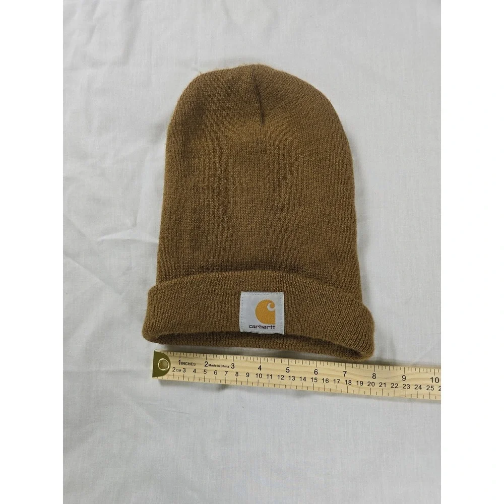 Carhartt Hat Beanie Brown Cuffed Knit Patch Logo‎ Workwear Mens One Size Canada