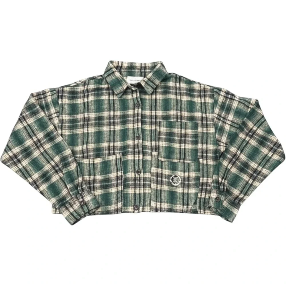 Honor The Gift Flannel Shirt Jacket Womens‎ XL Green Plaid Streetwear NEW
