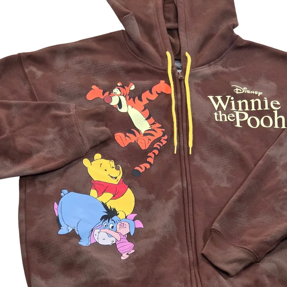 Disney Winnie‎ the Pooh Hoodie Full Zip Brown Youth XL Unisex