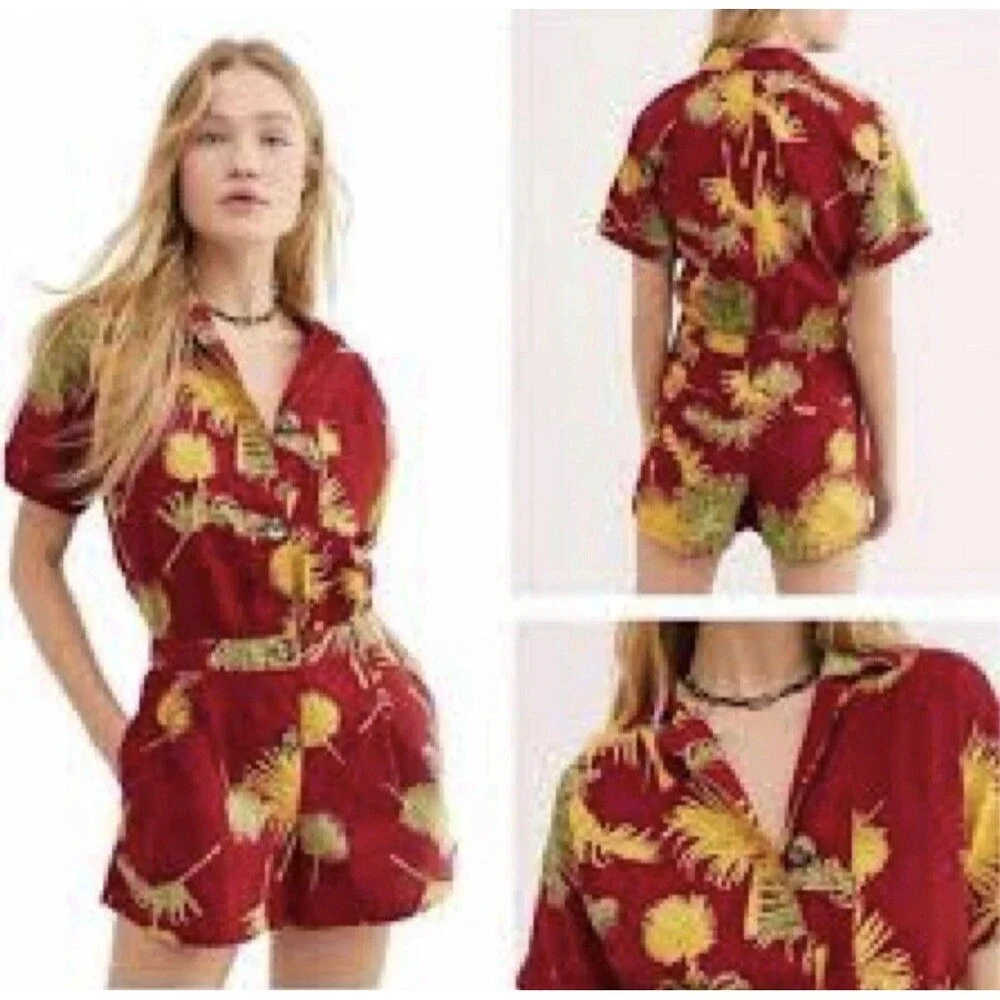 Free People Romper Womens Size XS Floral Boho Malibu Summer