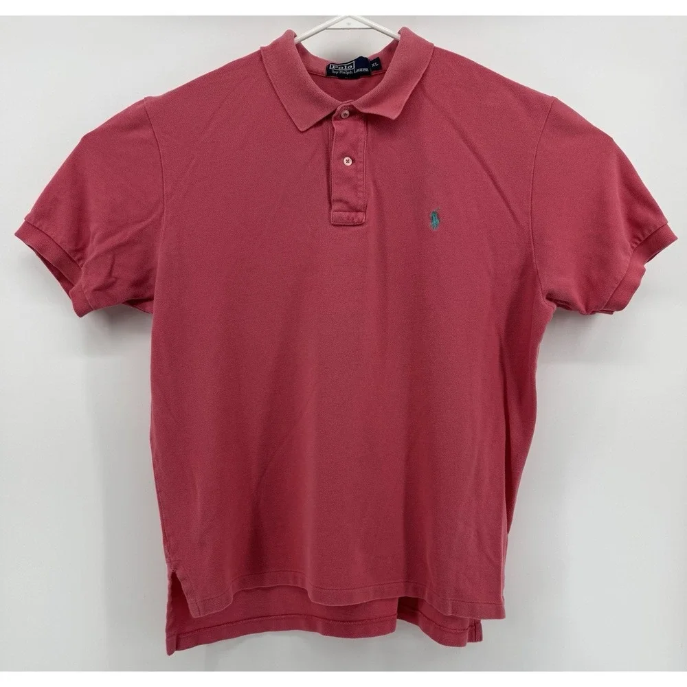 Polo Ralph Lauren Men's‎ Shirt Pink Red Short Sleeve Classic Fit Size XL