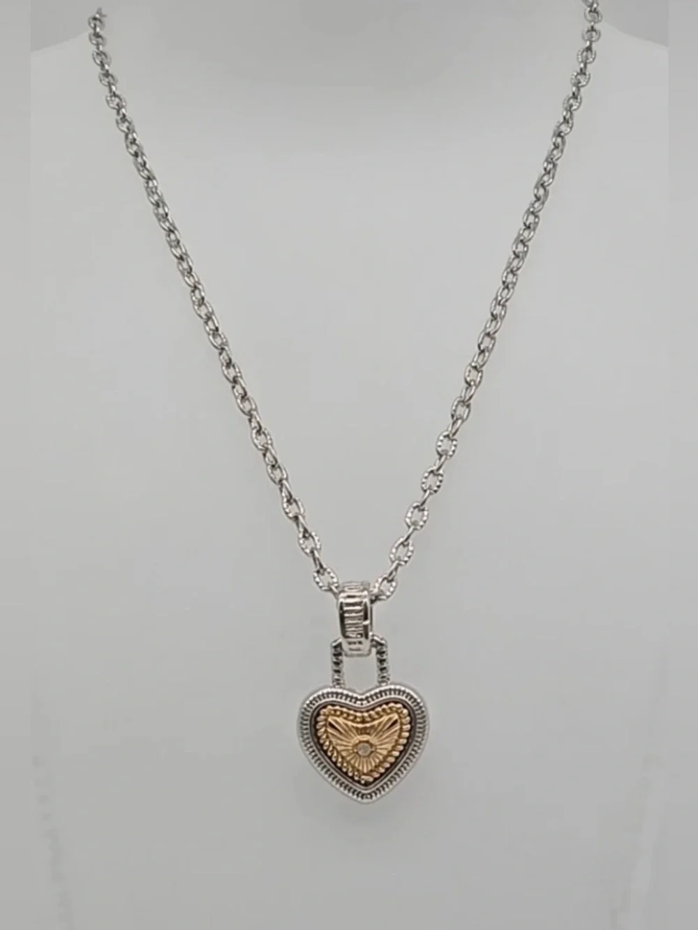 Diamonds International Silver Gold Tone Heart Necklace 18