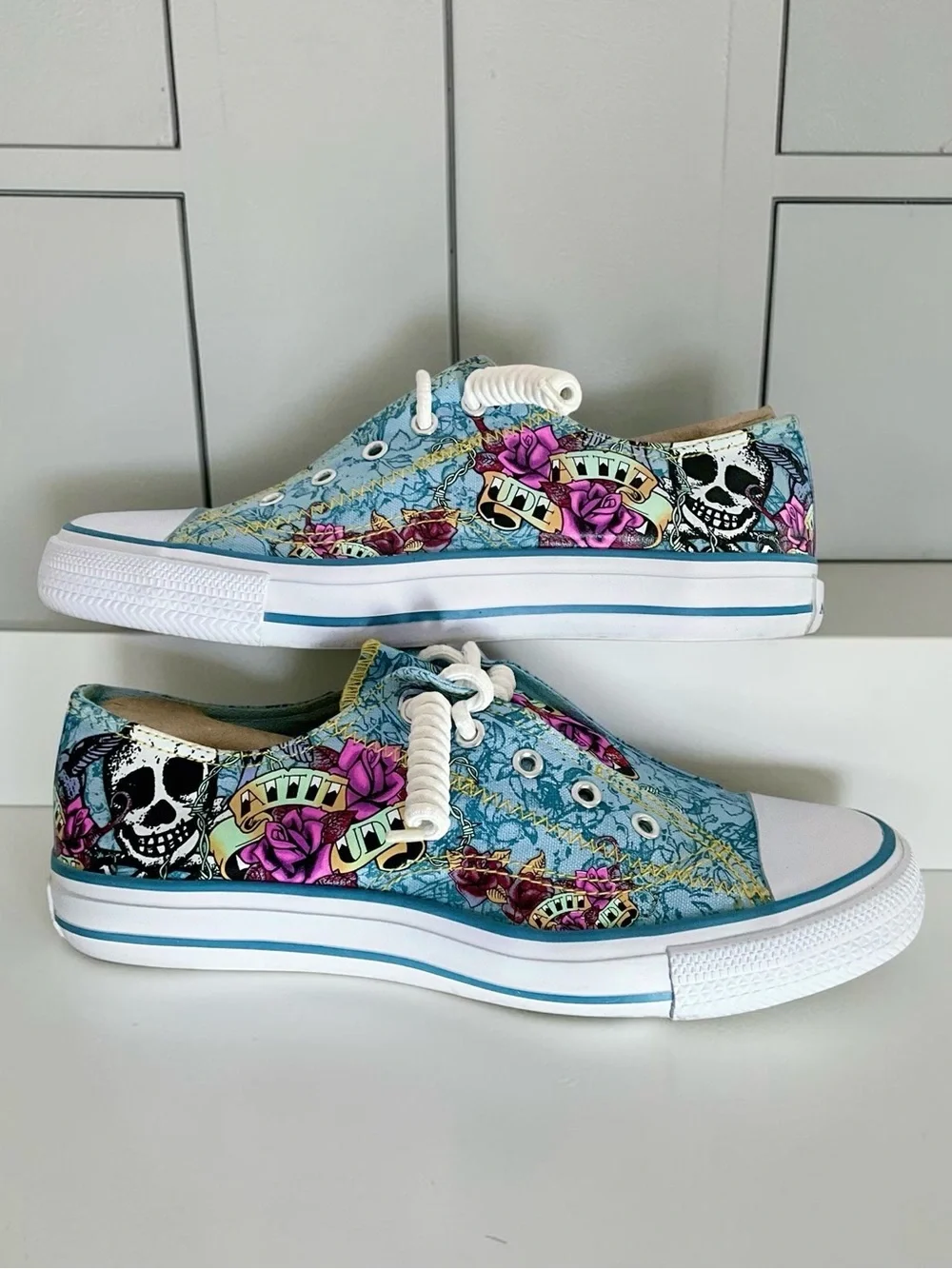 AirWalk Tattoo-Inspired Attitude Graphic Low-Top Sneakers, Size 8.5