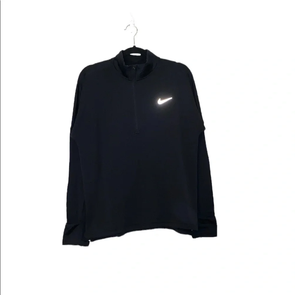 New Nike: Large Black Dri Fir Half Zip Reflective Running Shirt