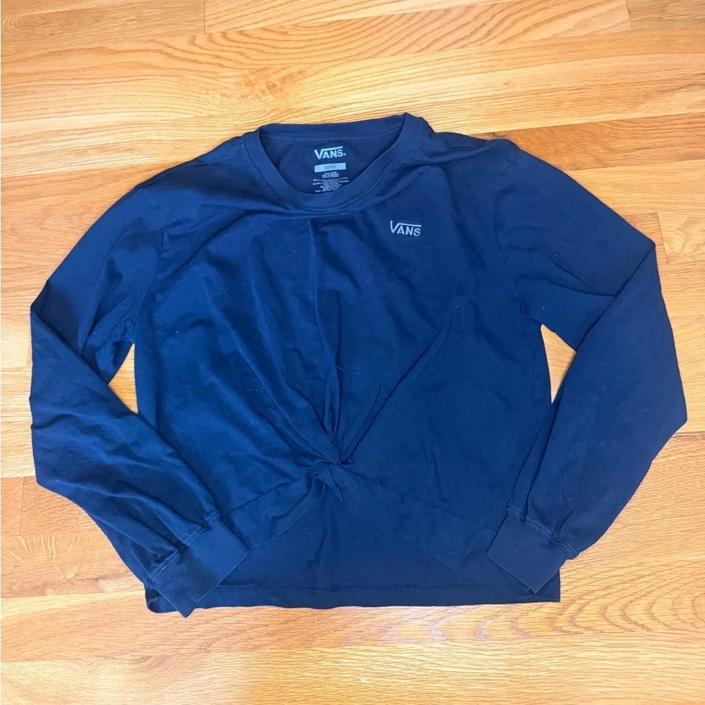 Vans Black Knot Front Long Sleeve Top Small Y2K Skater Streetwear Tee