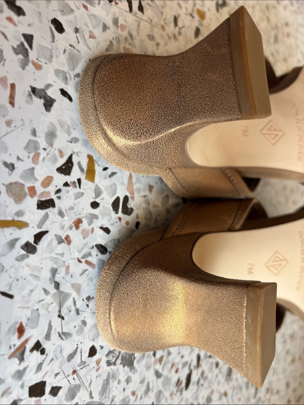 Donald J. Pliner Gold Metallic Crossover Slide Heels
