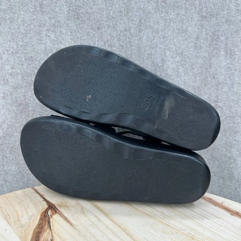SAS Nudu Sandals Womens 10 Black Leather Comfort Adjustable Straps