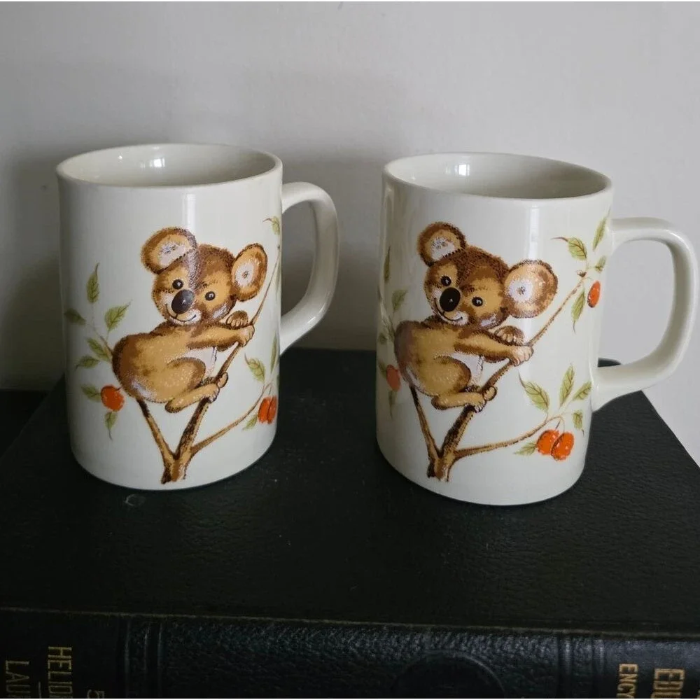 Vtg Otagiri Japan Koala Bear Coffee Mug Cup Australian Set Of 2