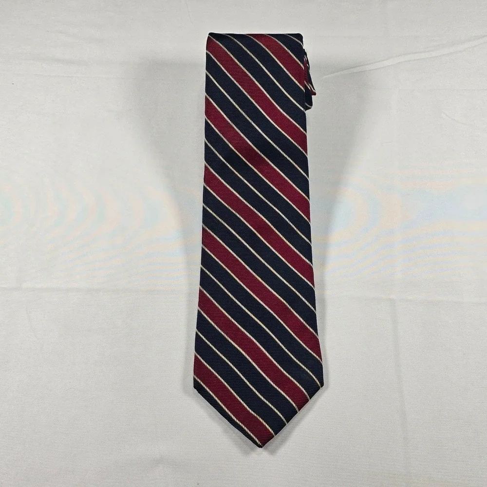 Count Dino‎ Italian Style Tie Navy Burgundy Stripe Men's Business Classic
