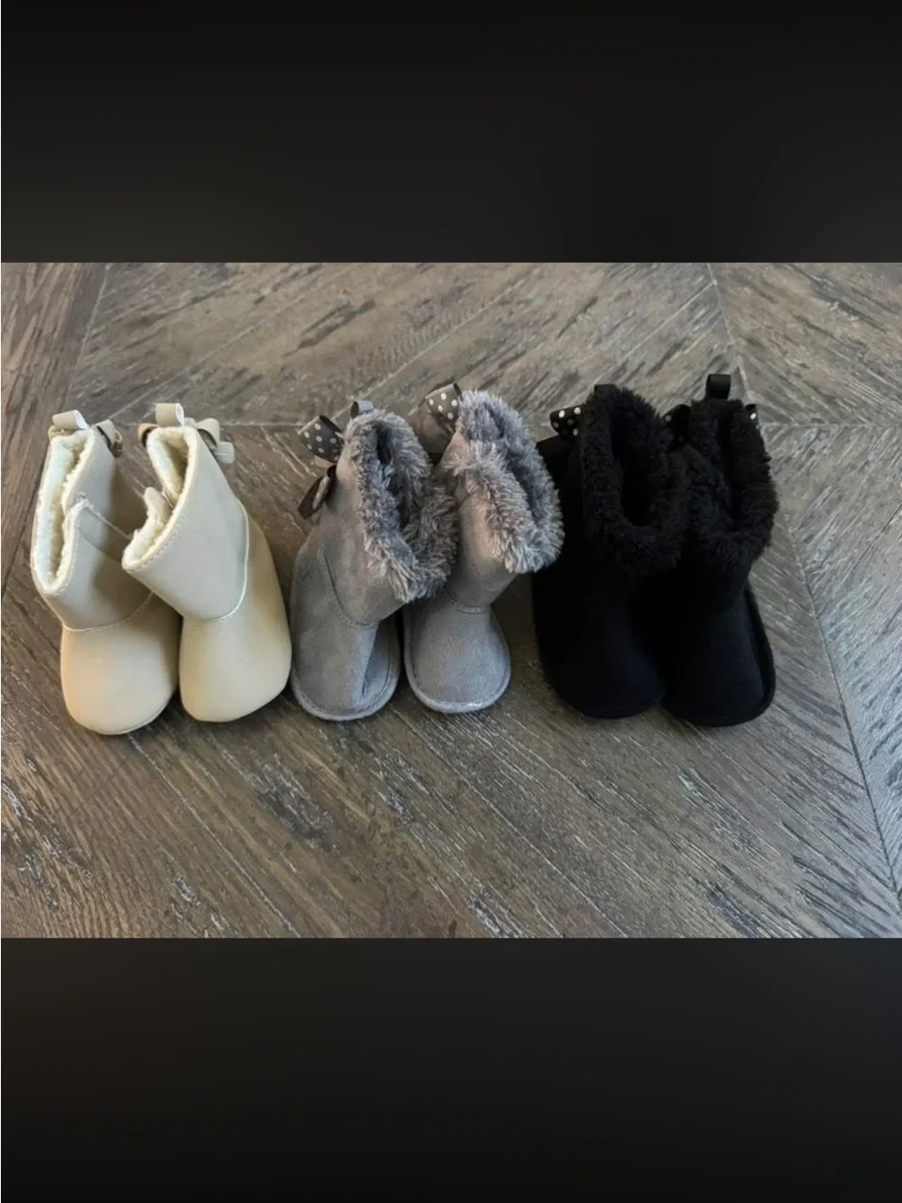 Carter's Baby Plush Lined Booties - Cream, Gray, Black