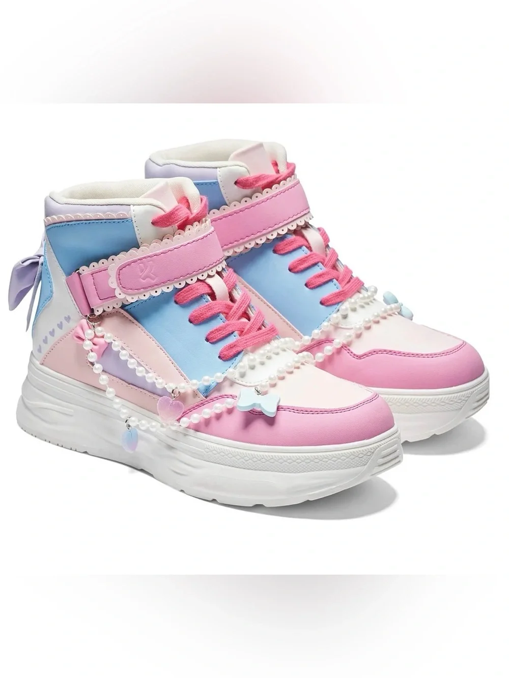 Sugar Wishes Chunky Hi Top Trainers - Pastel Multi - UK size 4 EU 37 US 6.5