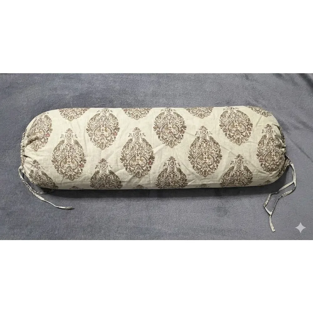 POTTERY BARN Peacock Boho Bolster Pillow WITHOUT Insert- 8 x 30