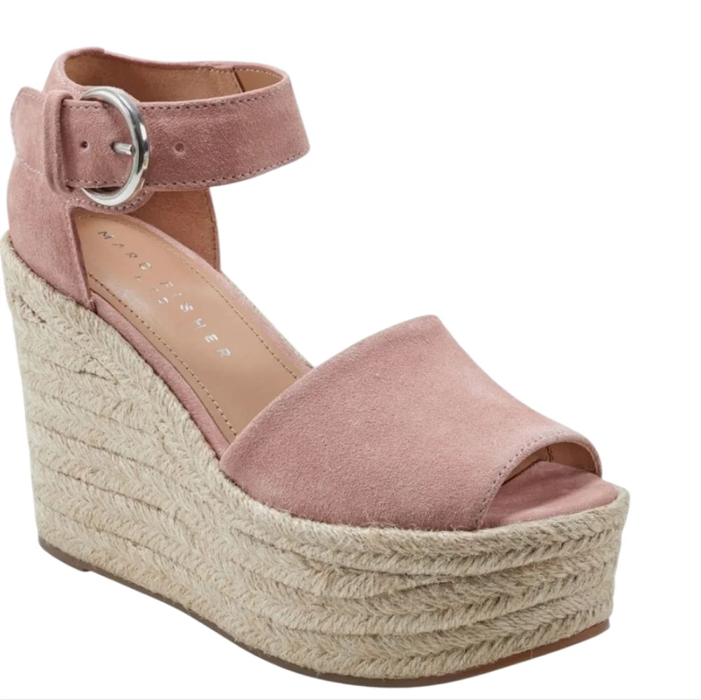 Marc Fisher LTD Alita Wedge in Pink Suede‎ NWT