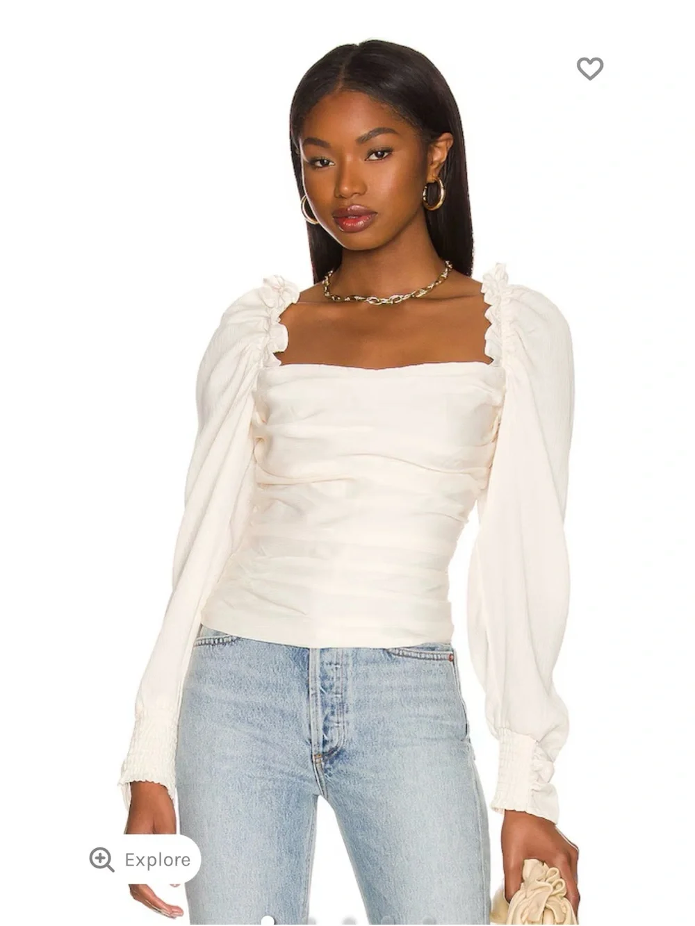 Astr the Label‎ Cream Puff-Sleeve Square Neck Top Size Small