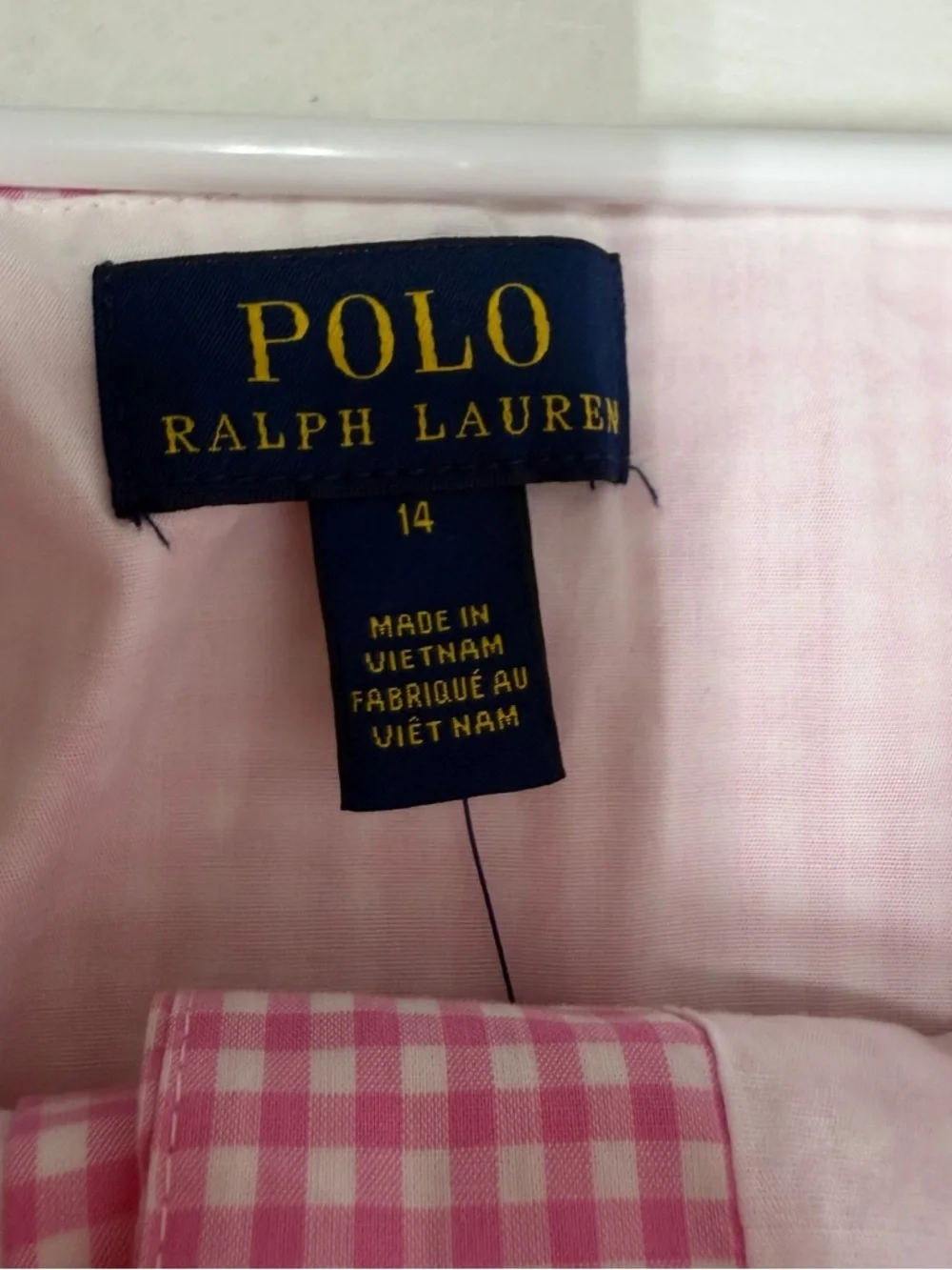 Polo by Ralph Lauren girls Pink Gingham Button-Front Sundress Sz 14 NWT