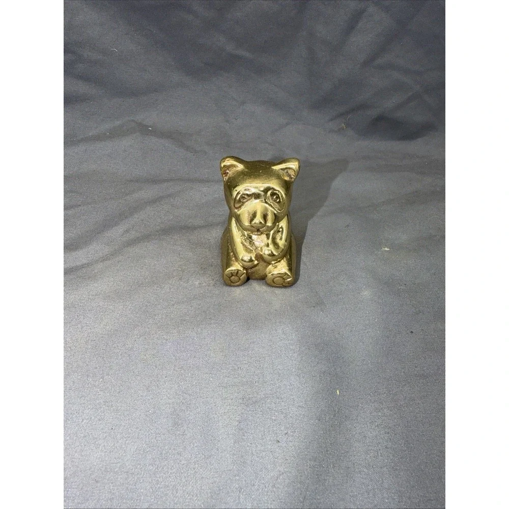 Vintage‎ Solid Brass Teddy Bear Bookend Paperweight Figurine Statue Korea