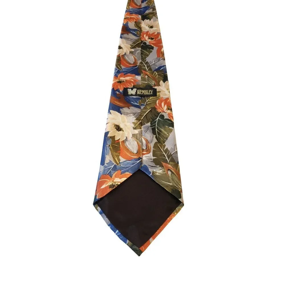 Vintage‎ Wembley Colorful Floral Neck Tie 100 % Polyester Business Wedding Work