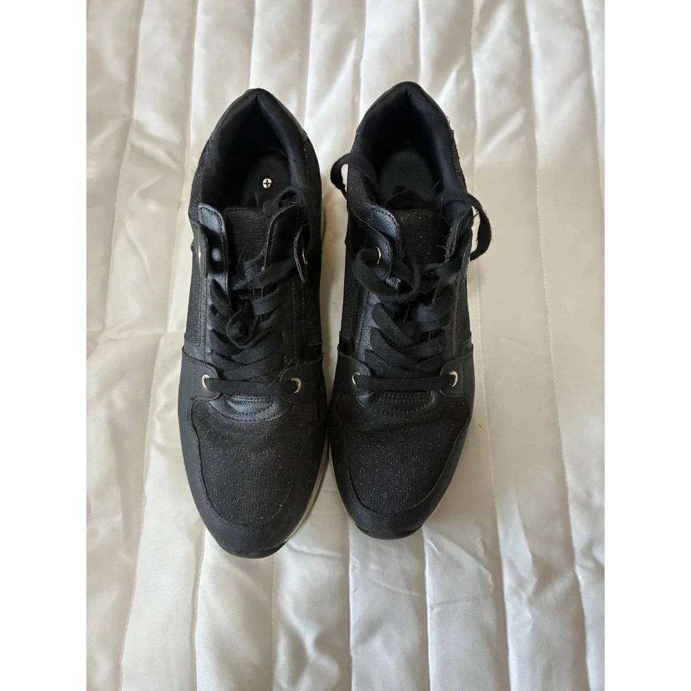 Aldo Black with Sparkly inserts Wedge Sneakers Women's‎ Size 11