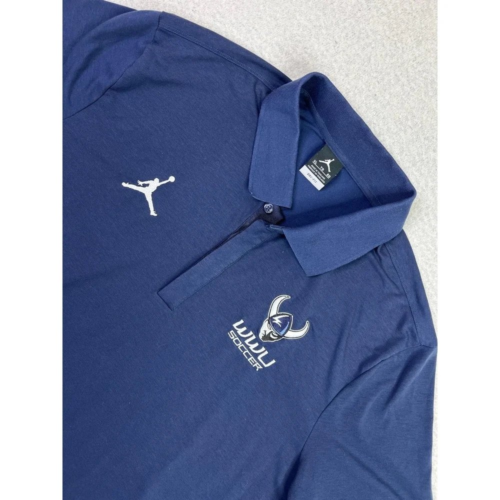 Western Washington Vikings Shirt Mens XL Blue College Soccer Jordan Dri Fit Polo