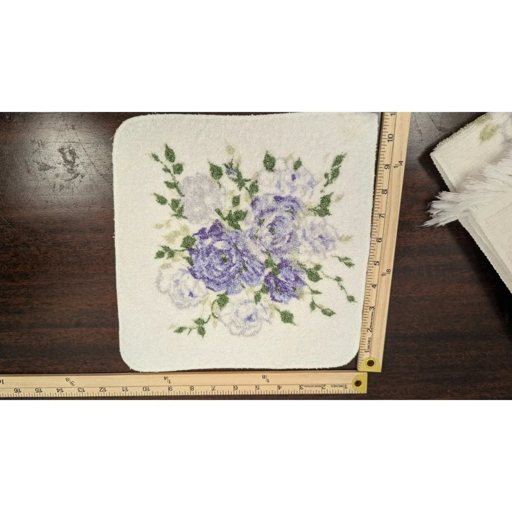 Vintage Mixed Cotton Towel Set Penneys Harmony House Cannon Floral Blue USA 4pc