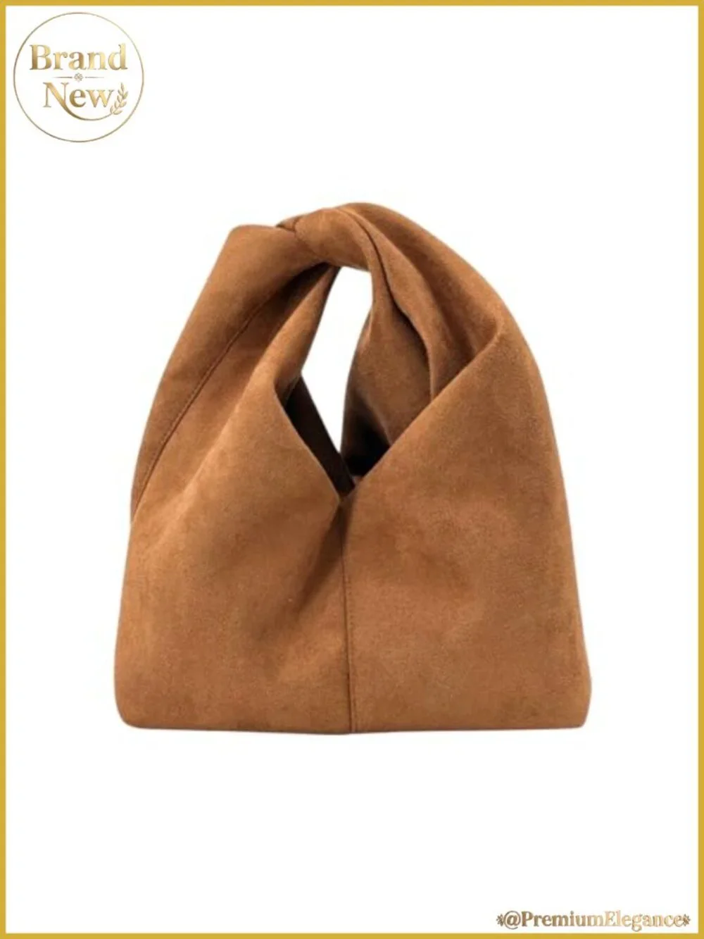 Faux Suede Knotted Top Handle Bag - Small Tote Purse