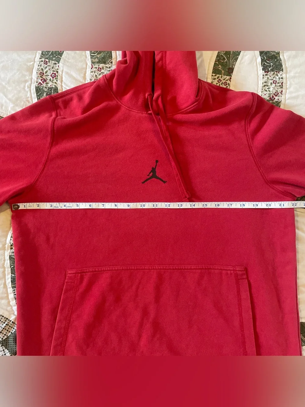 Jordan Red Hoodie with Black Center Jumpman Logo Medium Sporty Casual School