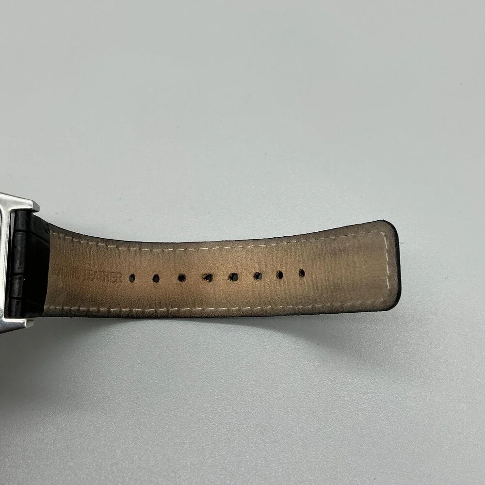 Kenneth Cole Reaction Men Watch 35mm Silver Tone Leather Date KC1667 New Battery