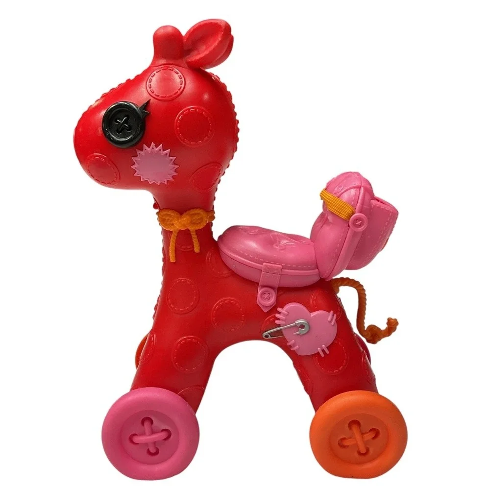 Lalaloopsy Pull Toy Giraffe‎ Button Wheels Saddlebag Red Orange Pink 12
