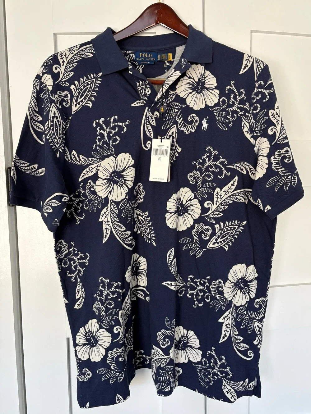 Polo Ralph Lauren Hibiscus-Print Mesh Polo Shirt Floral Men’s Size XL