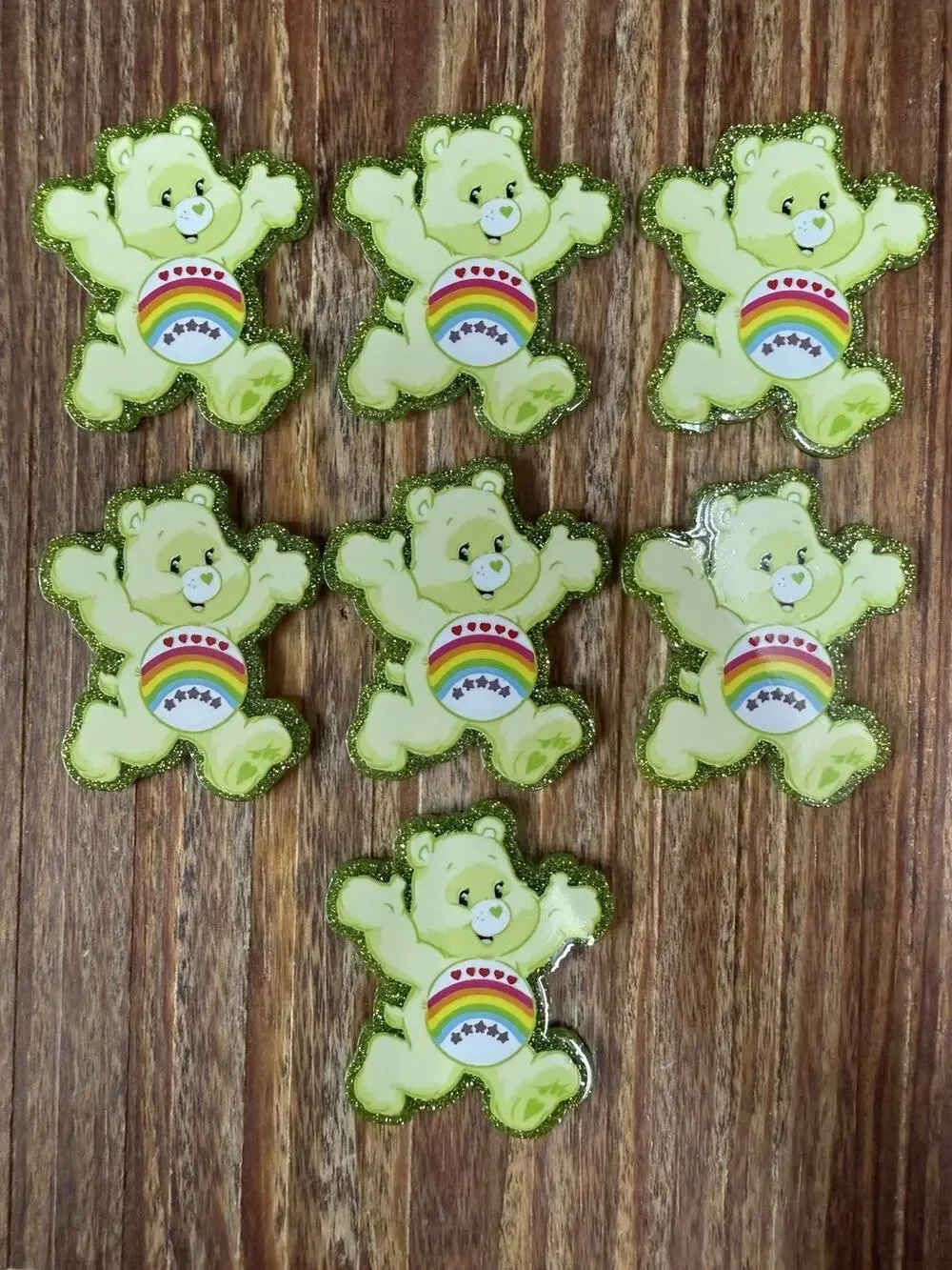 7 Pc Good Luck Care Bear Acrylic Flatbacks