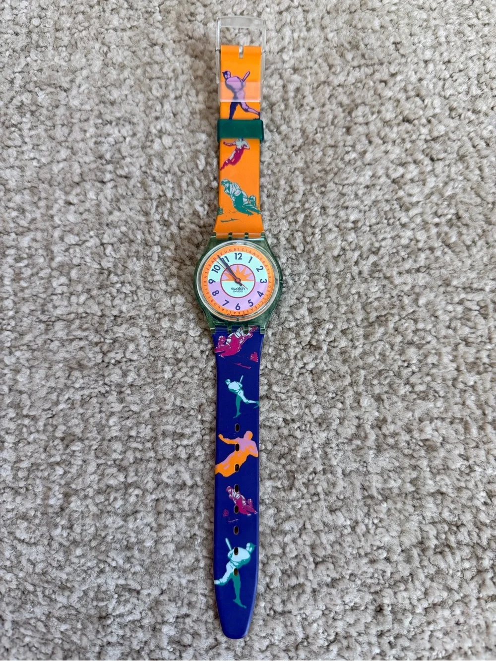 Vintage 1991 Swatch Swiss Baseball Sports Watch Retro 90s + New Battery