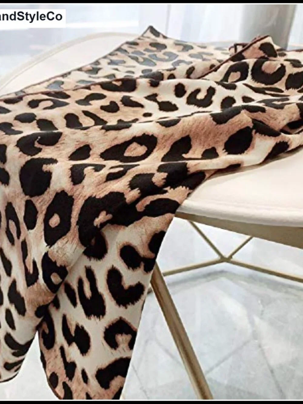 23.6INCH Silk Satin Leopard Print Square Bandana Multi-Use Hair Scarf