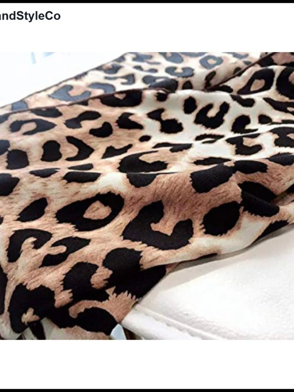 23.6INCH Silk Satin Leopard Print Square Bandana Multi-Use Hair Scarf