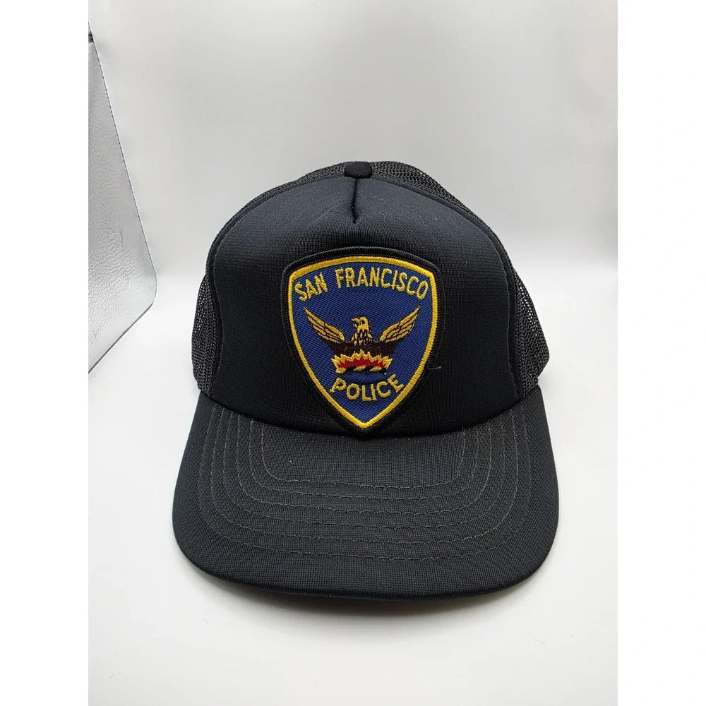 San Francisco Police SFPD Patch Trucker Hat Mesh Back Snapback Cap Black
