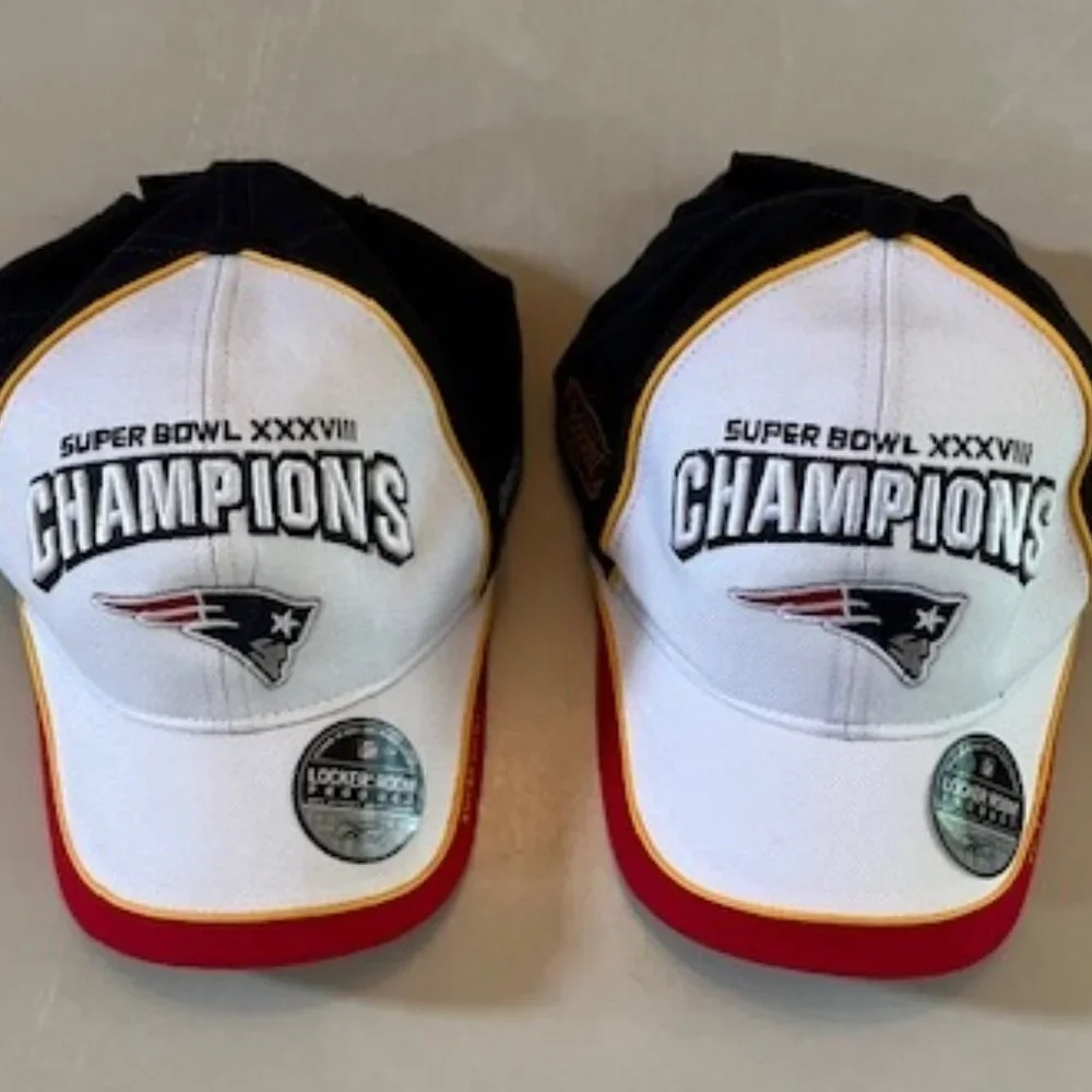 TWO NEW ENGLAND PATRIOT Superbowl XXXVIII hats - NEW