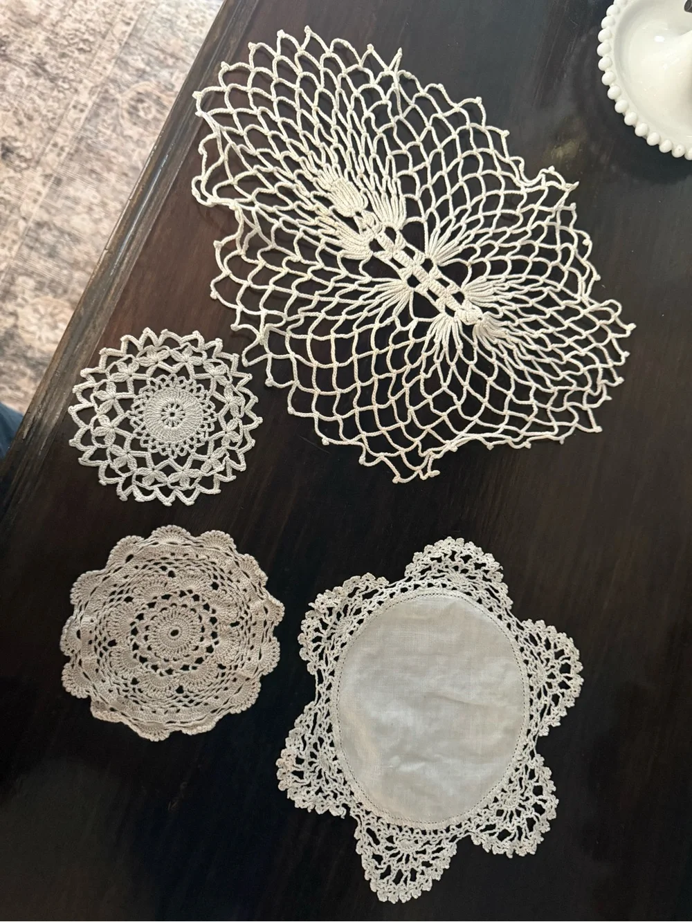 Handmade Cream Crochet Doily Set - Elegant Home Dining Accents