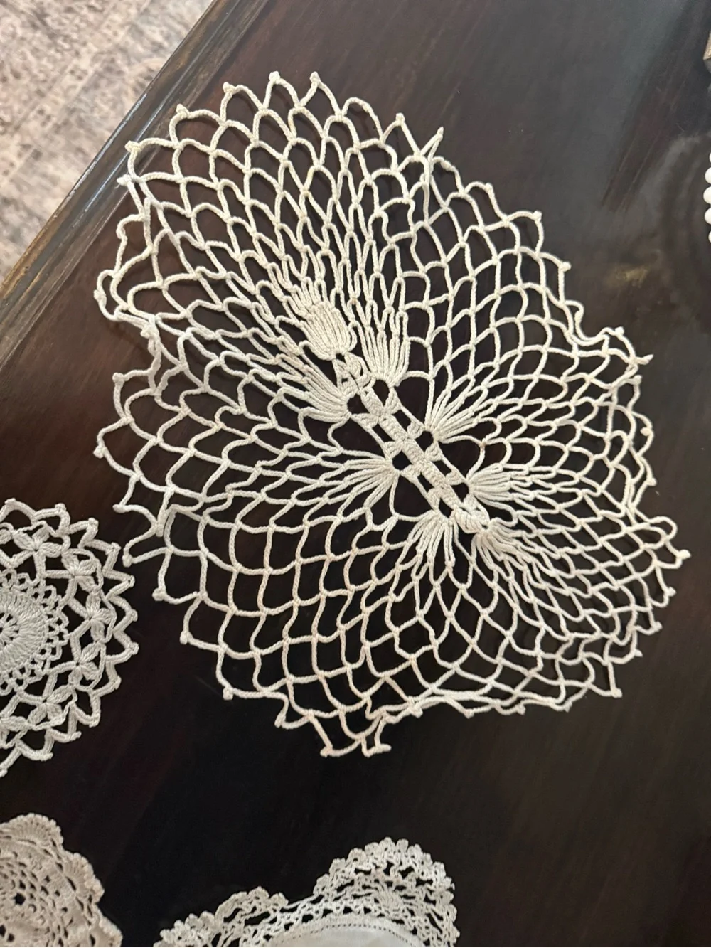 Handmade Cream Crochet Doily Set - Elegant Home Dining Accents