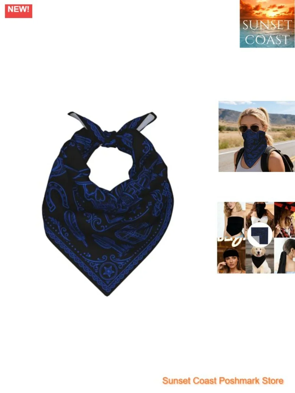 Western Skull Head Scarf Like Silk Satin Headscarf 22