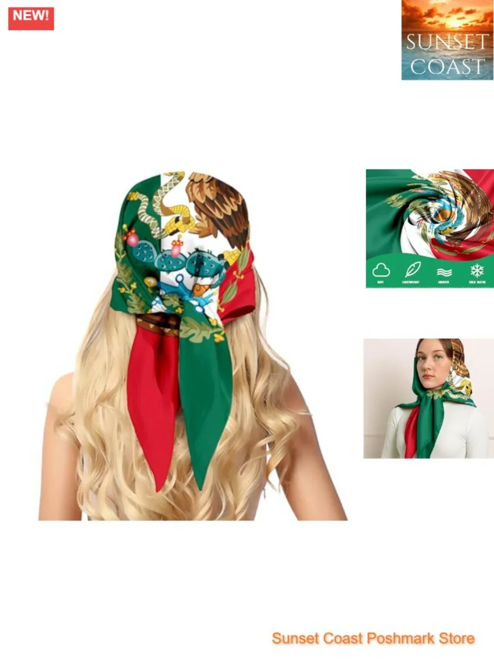 Luxury Satin Feel Square Head Scarf 27.5x27.5 Silk Like Wrap for Women
