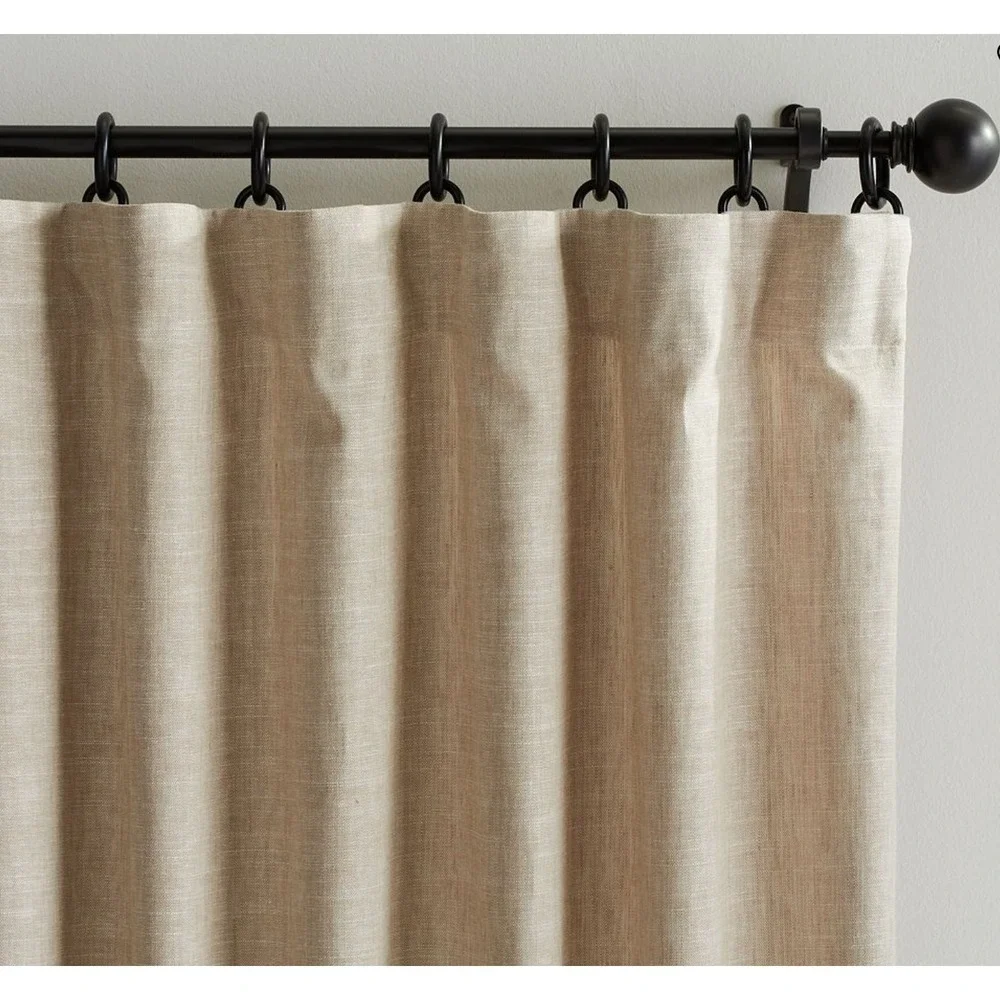 Pottery‎ Barn Linen Blend Blackout Curtains Oatmeal Beige 100x84 Pair 1038836(R)