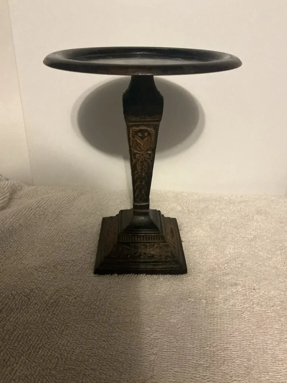 Vintage Hollywood Regency Brass Ram Head Candlestick Holder Ornate Pedestal Stan