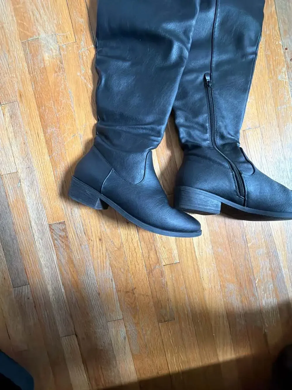 Dream Pairs Women Black Faux Leather Over-the-Knee Slouch Boots