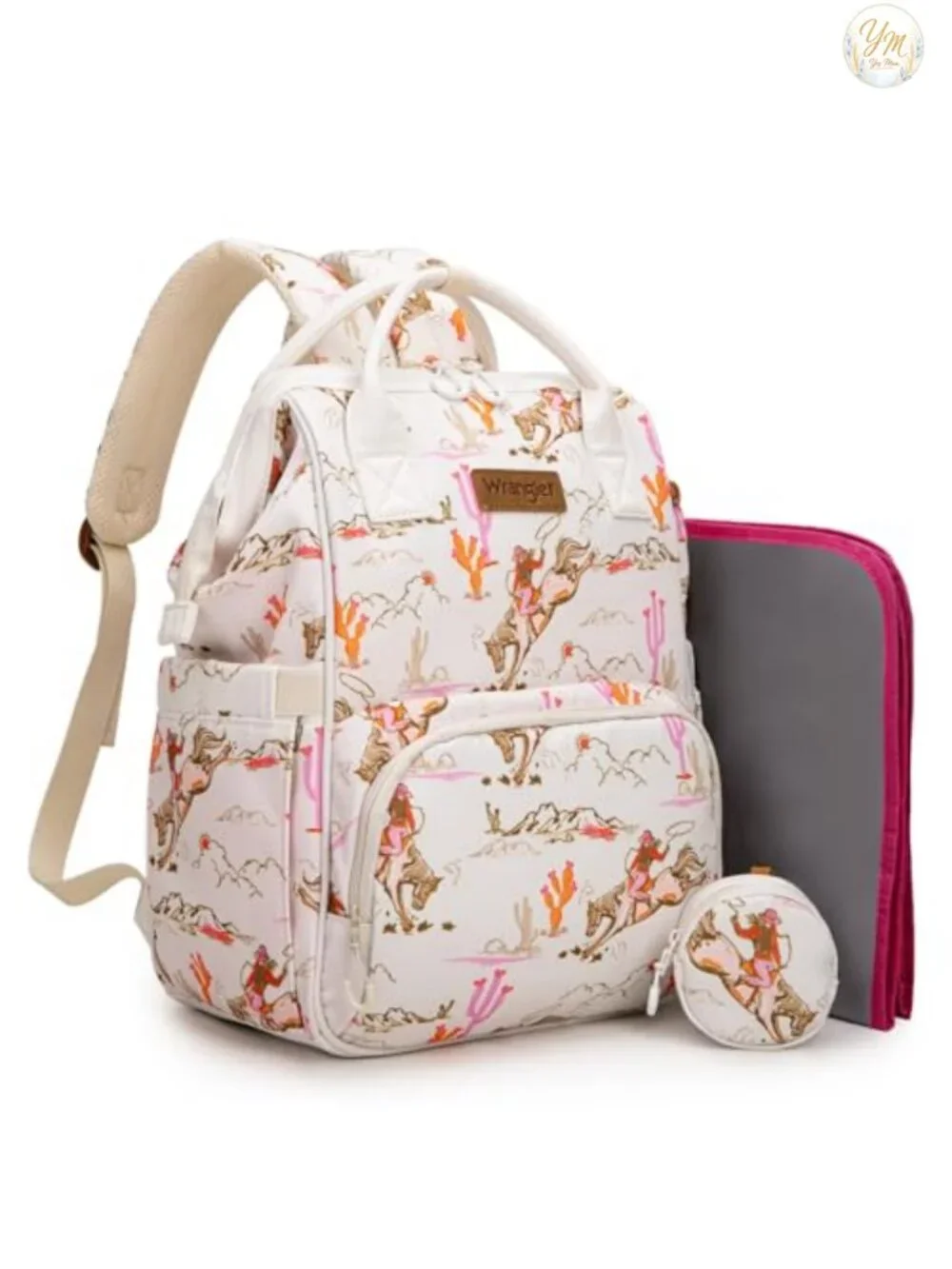 Wrangler Aztec Diaper Backpack with Changing Pad, Insulated Pockets & Pacifier