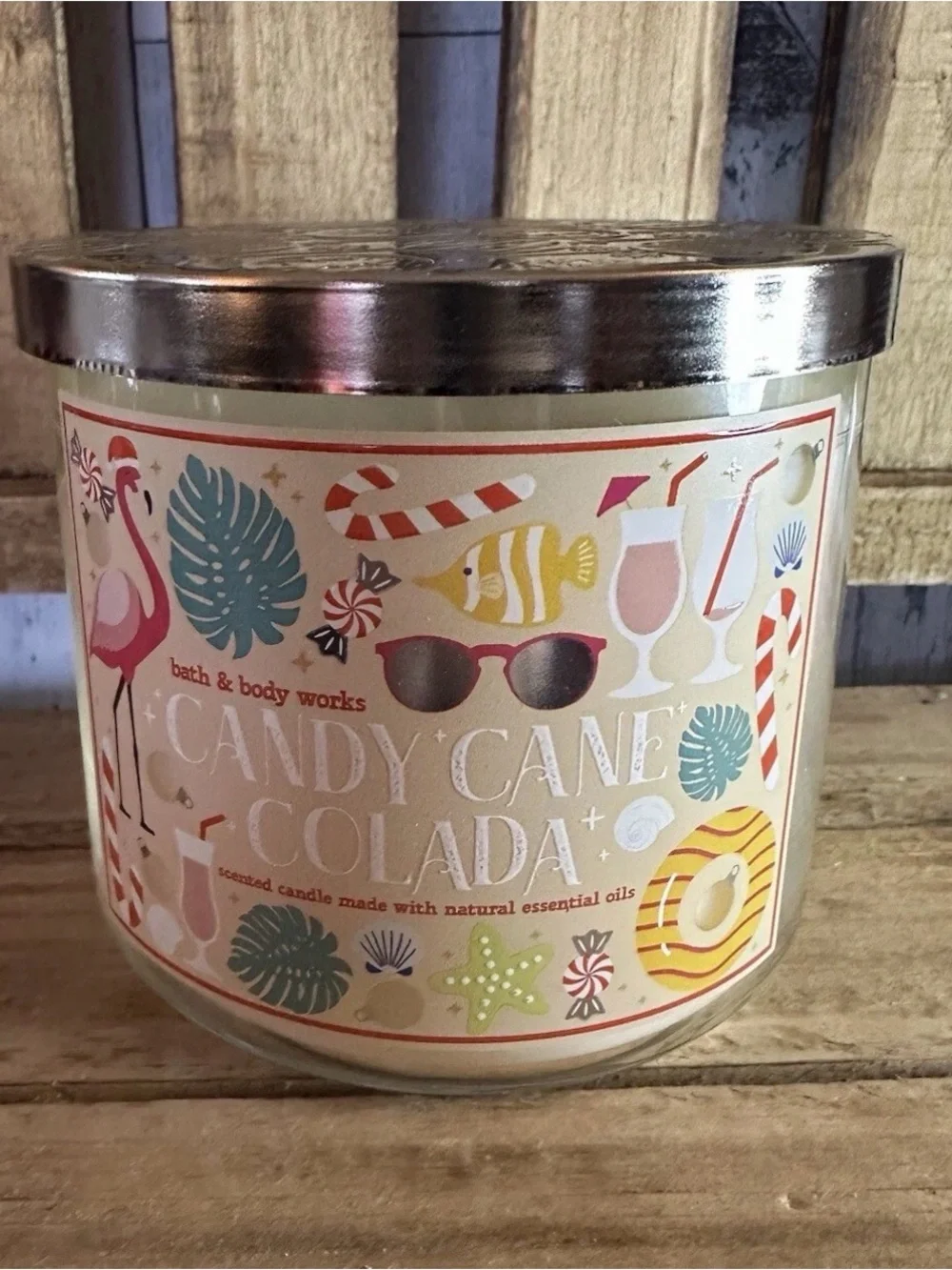 Bath & Body Works NEW Christmas 2023 CANDY CANE COLADA 3-Wick Candle Holiday HTF